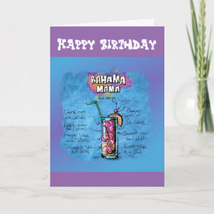 Happy Birthday Humor - Bahama Mama Recipe Kaart