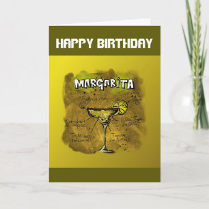 Happy Birthday Humor - Margarita Recipe Kaart