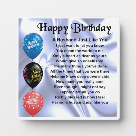 Happy Birthday Husband Poem Plaque Fotoplaat (Voorkant)