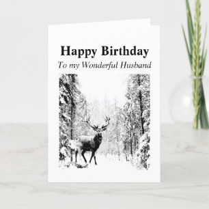Happy Birthday Husband Vintage Stag, Deer Kaart