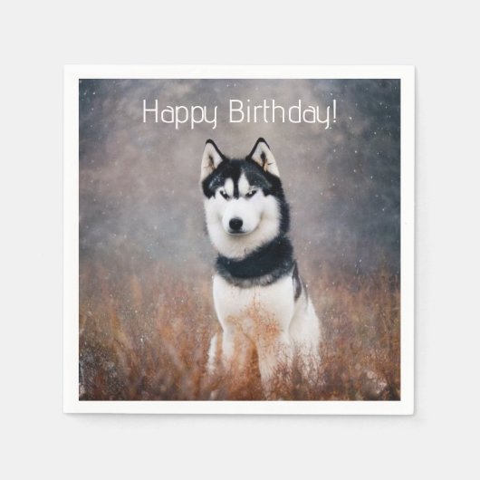 Happy Birthday Husky Servet (Voorkant)