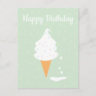 Happy Birthday Ice Cream Cone Sprinkles Polka Dots Briefkaart