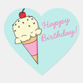 Happy Birthday Ice Cream Hart Sticker