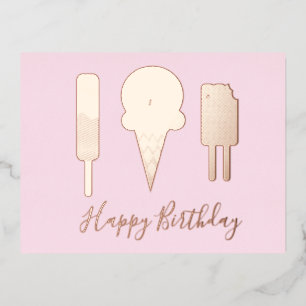 Happy Birthday Icecream Pink Folie Holiday Folie Feestdagen Briefkaart
