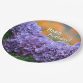 Happy Birthday Impressionistic Paars Hydrangea Papieren Bordje (Gekanteld)