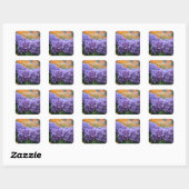 Happy Birthday Impressionistic Paars Hydrangea Vierkante Sticker (Vel)