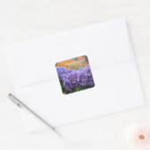 Happy Birthday Impressionistic Paars Hydrangea Vierkante Sticker (Envelop)