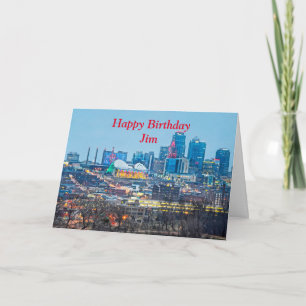 Happy Birthday in de stad Kansas City Holiday Ligh Kaart