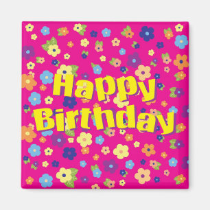 Happy Birthday in Flowers Magneet