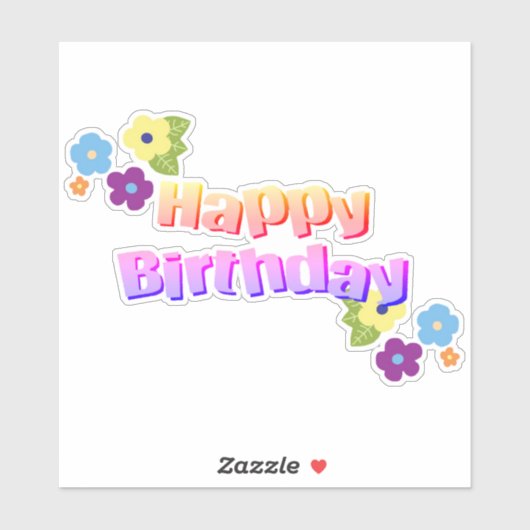 Happy Birthday in Flowers Sticker (Vel)