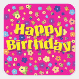 Happy Birthday in Flowers Sticker