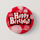 Happy Birthday in Red Bokeh Ronde Button 5,7 Cm (Voorkant)