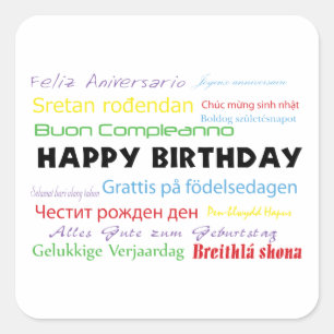 Happy Birthday in Vele Talen Sticker