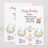 Happy Birthday Invitation Baby Kaart (Voorkant / Achterkant)
