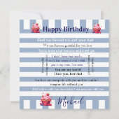 Happy Birthday Invitation Blue & White Stripe  (Devant)