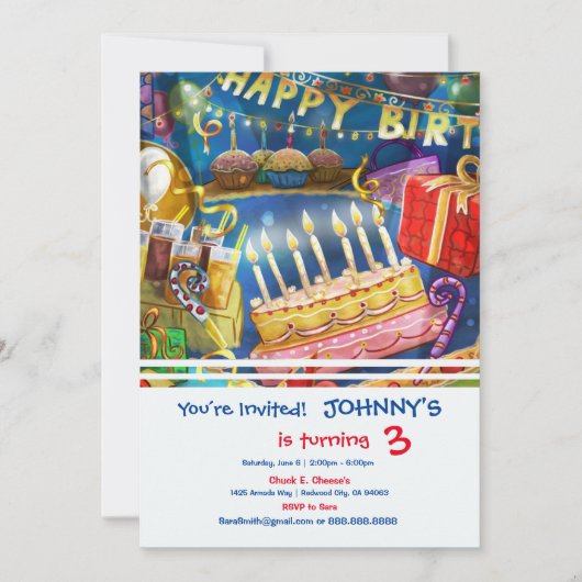 Happy Birthday Invitation Party Kaart (Voorkant)