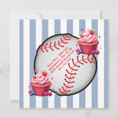 Happy Birthday Invitation Stripe Blue Baseball (Dos)
