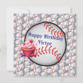 Happy Birthday Invitation Stripe Blue Baseball Kaart (Voorkant)