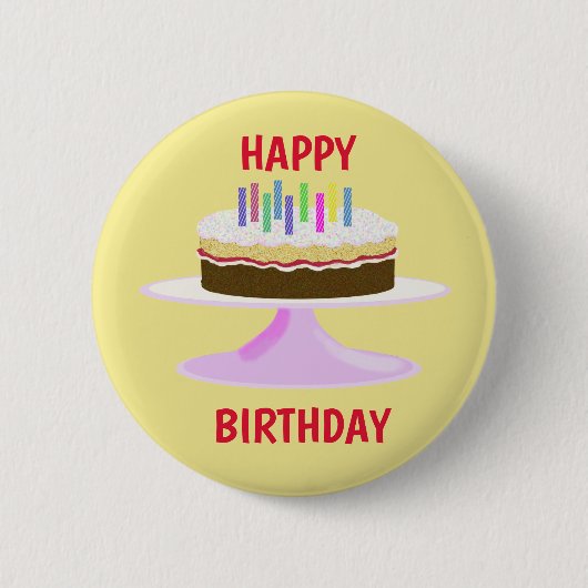 Happy Birthday jam sponscake en kaarsen Ronde Button 5,7 Cm (Voorkant)