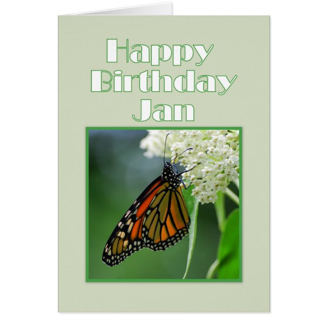 Happy Birthday Jan Monarch Butterfly (Voorkant)