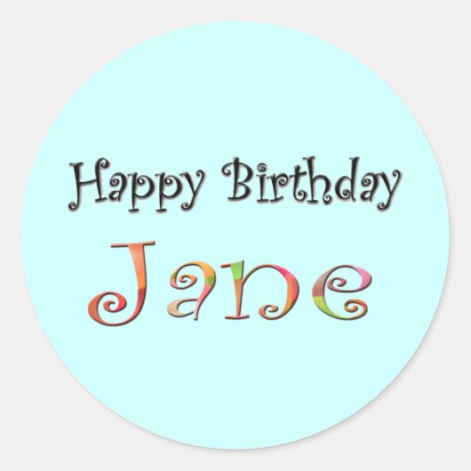 Happy Birthday Jane Ronde Sticker (Voorkant)