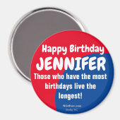 Happy Birthday JENNIFER-koelkast Magnet Magneet (Voorkant / Achterkant)