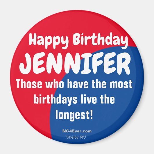 Happy Birthday JENNIFER-koelkast Magnet Magneet (Voorkant)