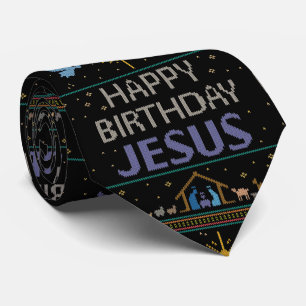Happy Birthday Jesus Christelijk kerstSweater Stropdas
