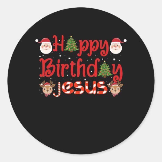 Happy Birthday Jesus Christelijk Ugly Kerstmis Ronde Sticker (Voorkant)