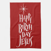 Happy Birthday Jesus Christelijke Kalligrafie Star Theedoek (Verticaal)