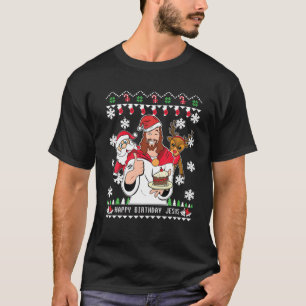 HAPPY BIRTHDAY JESUS Christelijke kerstvrouwen Man T-shirt