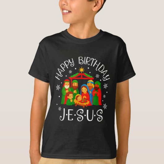 Happy Birthday Jesus Christmas Pajamas Xmas Squad T-shirt (Voorkant)