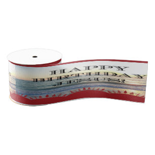 Happy Birthday Jesus en Red Kerstbomen Grosgrain Lint