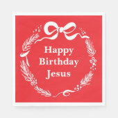 Happy Birthday Jesus | Hand Drawn Bow Christmas Servet (Voorkant)