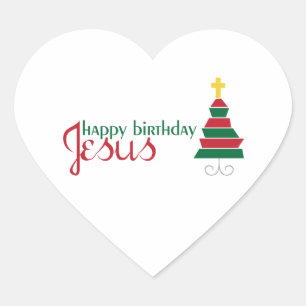 Happy Birthday Jesus Hart Sticker