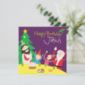 Happy Birthday Jesus Kerstmis Kaart (Staand voorkant)