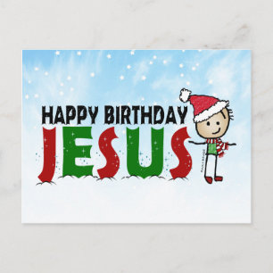 Happy Birthday Jesus Kerstmis Stickman Briefkaart