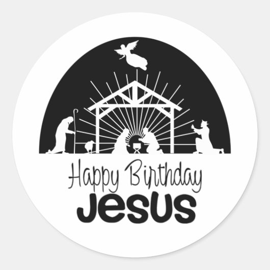 Happy Birthday Jesus Ronde Sticker (Voorkant)