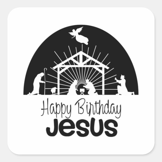 Happy Birthday Jesus Vierkante Sticker (Voorkant)