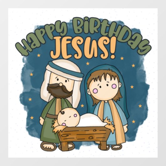 Happy Birthday Jesus Window Cling Raamsticker (Vel)