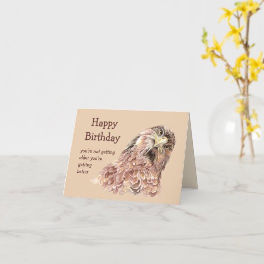 Happy Birthday Judgmental Fun Hawk Kaart (Gele Bloem)