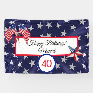 Happy Birthday Juli 4th Stars en Stripes Banner