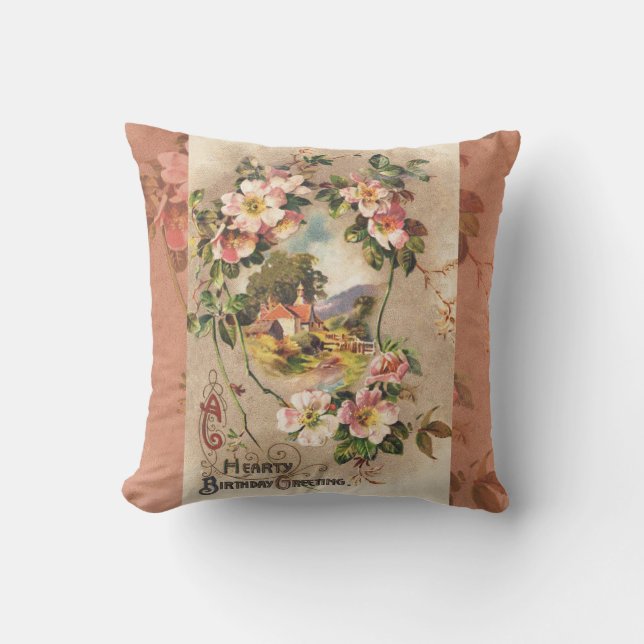  Happy Birthday Kaart Artwork Kussen (Voorkant)