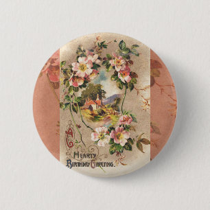 Happy Birthday Kaart Artwork Ronde Button 5,7 Cm