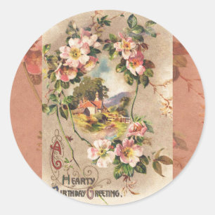  Happy Birthday Kaart Artwork Ronde Sticker