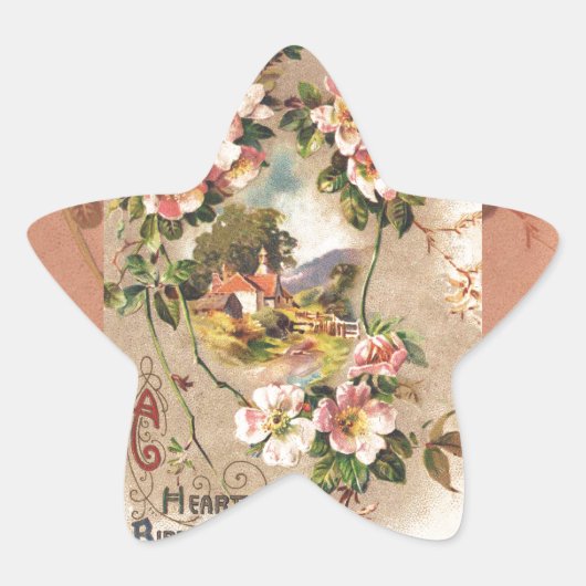  Happy Birthday Kaart Artwork Ster Sticker (Voorkant)