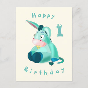 Happy Birthday Kaart - Baby Donkey - Uw leeftijd /