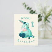 Happy Birthday Kaart - Baby Donkey - Uw leeftijd / (Staand voorkant)