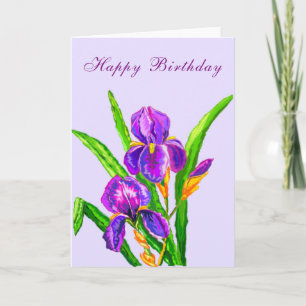 Happy Birthday Kaart Beauful Iris Flowers