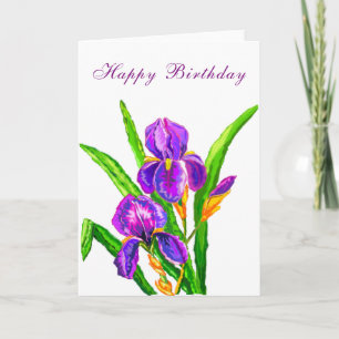Happy Birthday Kaart Beauful Irises Flower